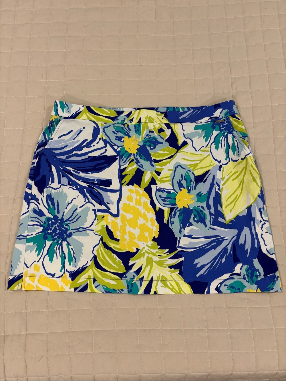 Rafaella Blue Floral Pineapple Pull-On Skort Size XXL Built-In Shorts Stretch
